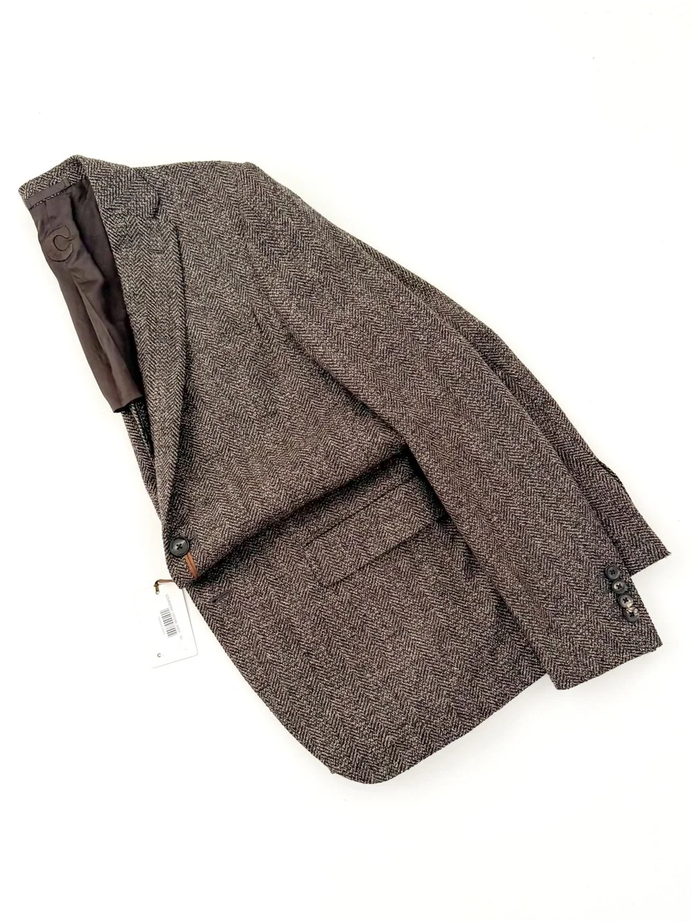 NWT NEW Caruso Tweed Brown Herringbone Wool Silk Blazer Classic Sport Coat 40R